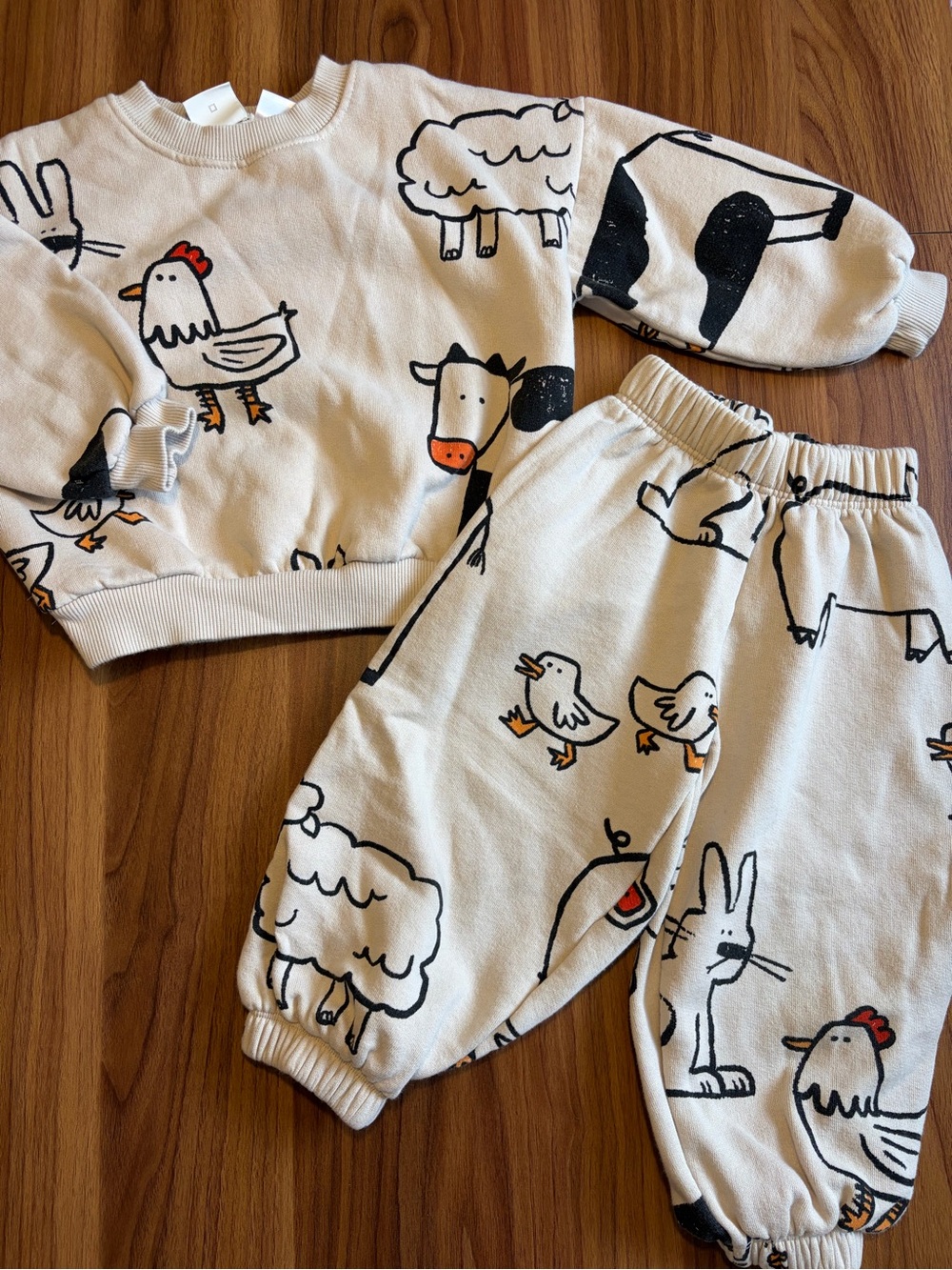 Zara 4Y Farm Animal Sweat Set